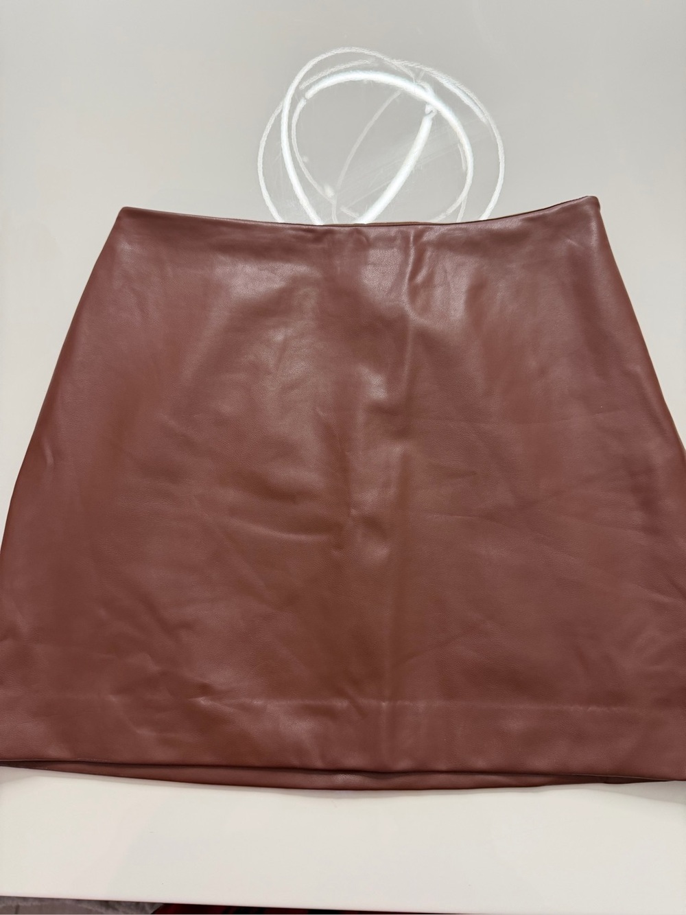 Express Faux Leather Mini Skirt in Chestnut Brown